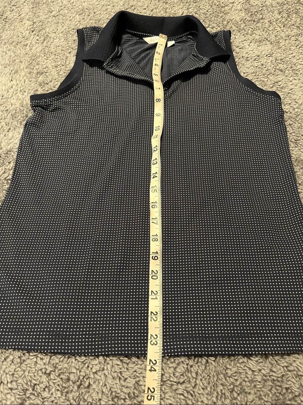 Lady Hagen Navy Knit Polo Top with White Stitch Detail - Picture 4 of 10